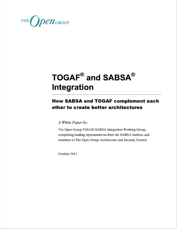 Cobertura de Integração TOGAF e SABSA